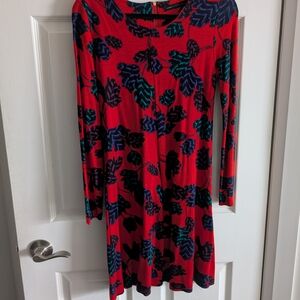 Marc By Marc Jacobs Red Dress with Blue Leaf Print